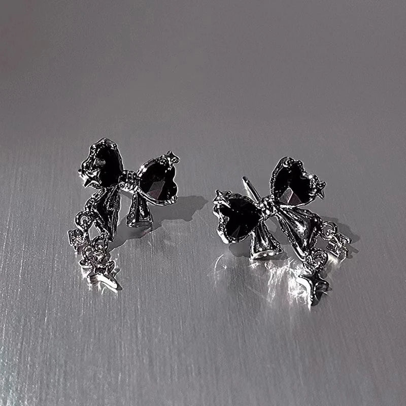 Crystal Bow Drop Earrings