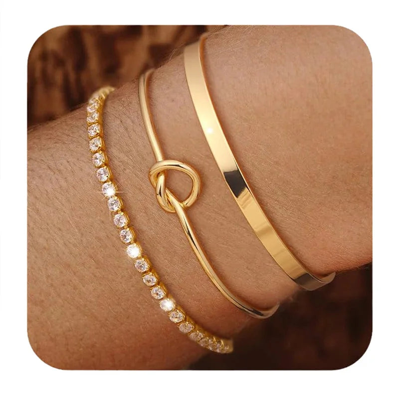 Elara Gold Layered Bracelet Set